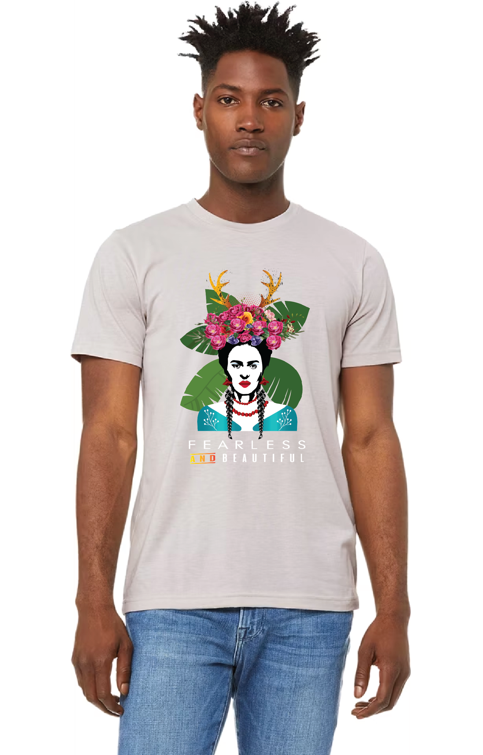 Unisex Short sleeve T-shirt_Fearless and Beautiful_Frida Horns