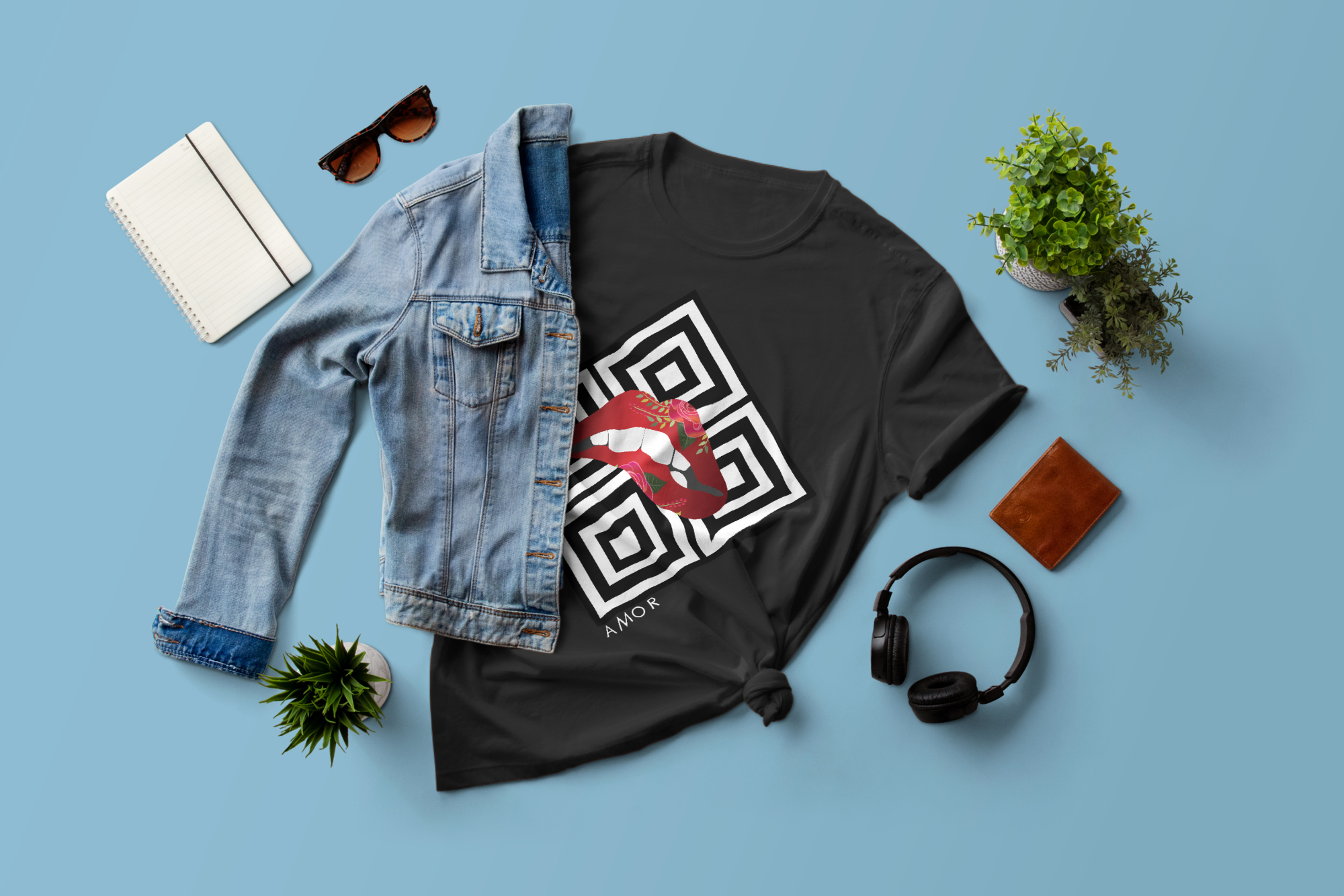 Unisex Short sleeve T-shirt_Amor Lips