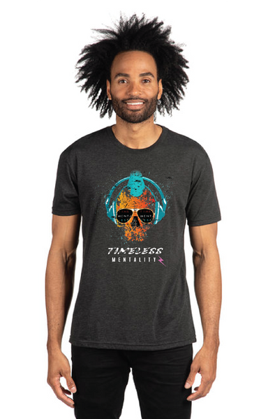 Unisex Short sleeve T-shirt_Timeless Mentality Skull_Teal Head Phones