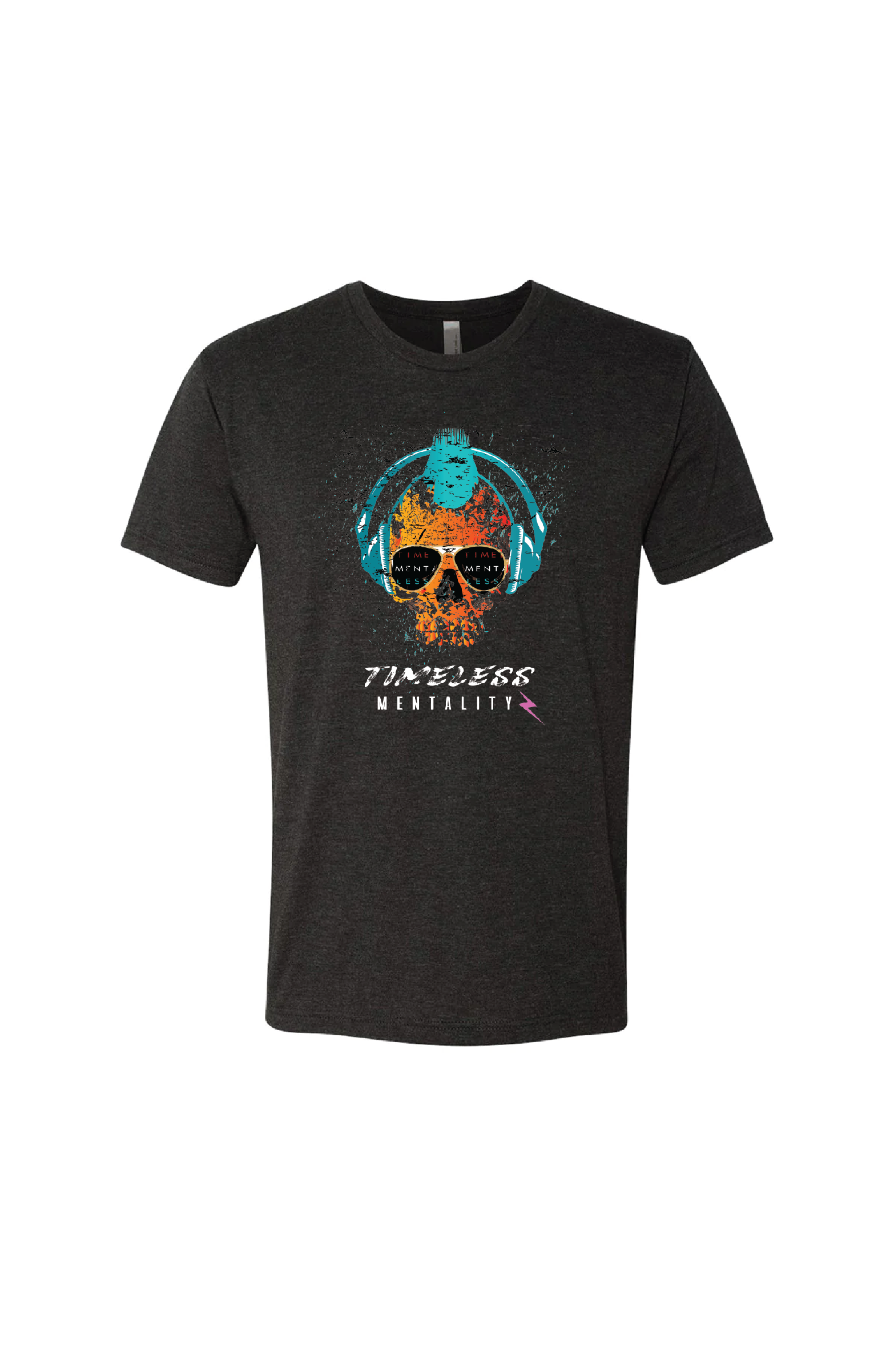 Unisex Short sleeve T-shirt_Timeless Mentality Skull_Teal Head Phones