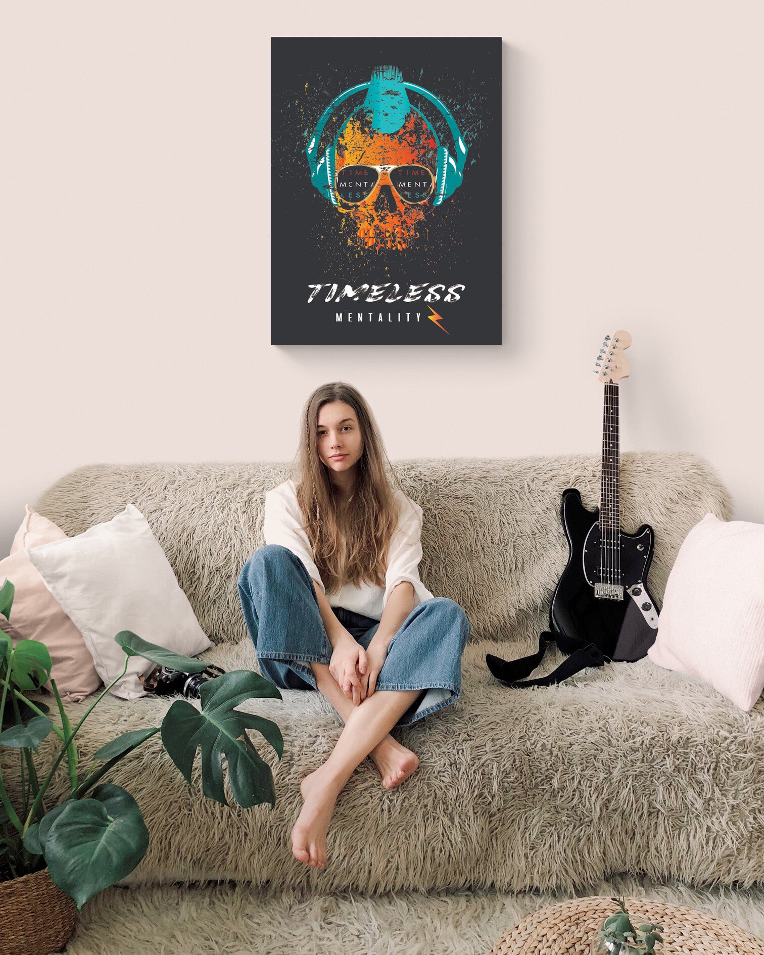 Canvas_Timeless Mentality Skull_Punk Head Phones